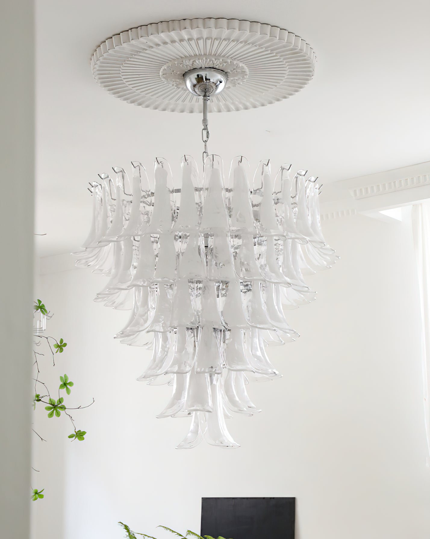 Tiered Petal Glass Chandelier