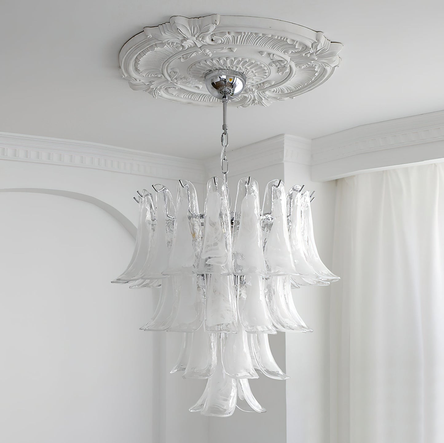 Tiered Petal Glass Chandelier