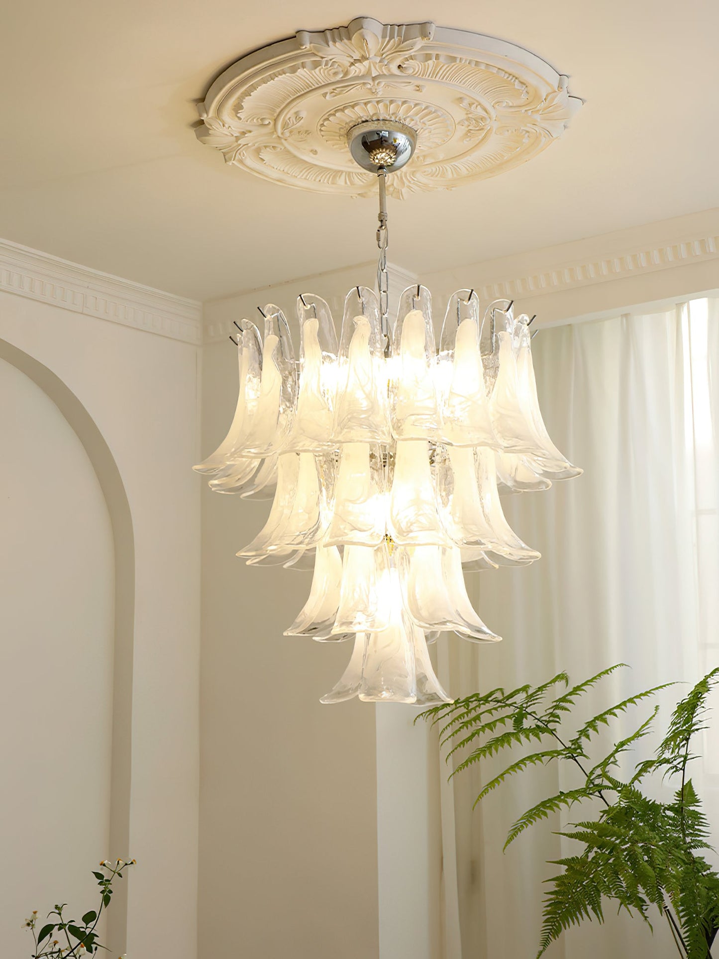 Tiered Petal Glass Chandelier