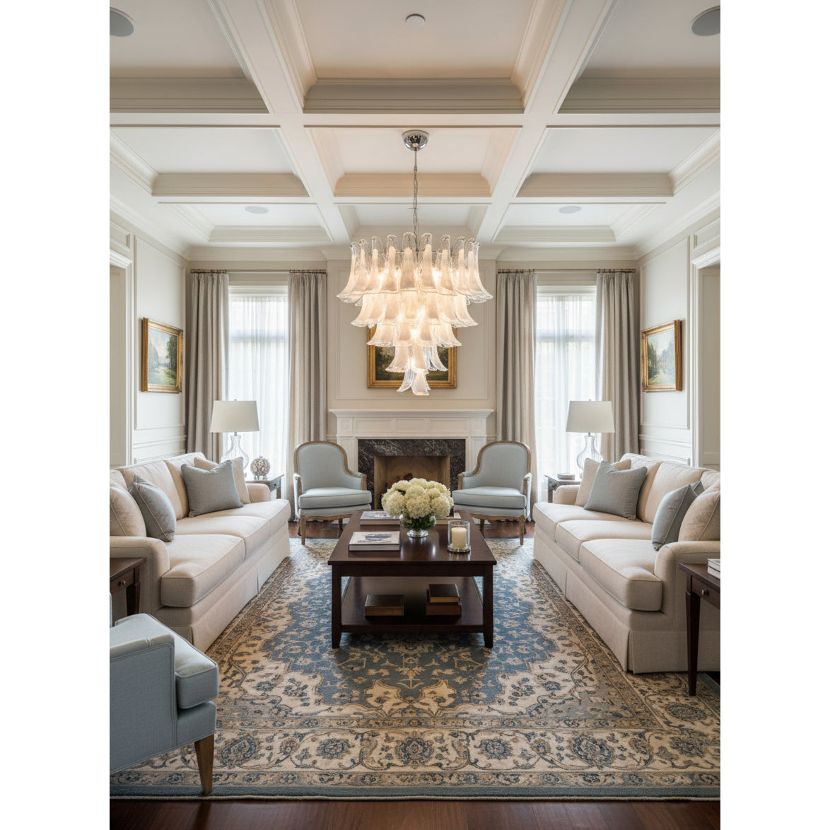 Tiered Petal Glass Chandelier