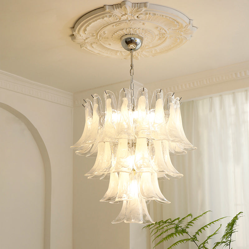 Tiered Petal Glass Chandelier