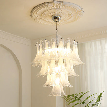 Tiered Petal Glass Chandelier