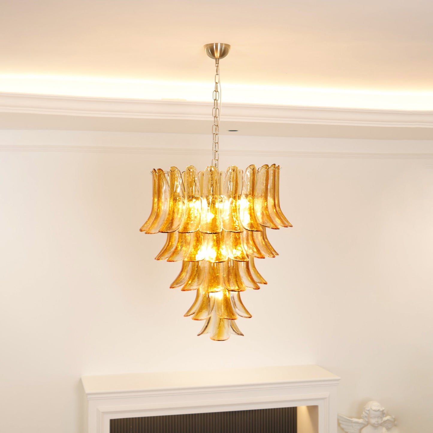 Tiered Petal Glass Chandelier