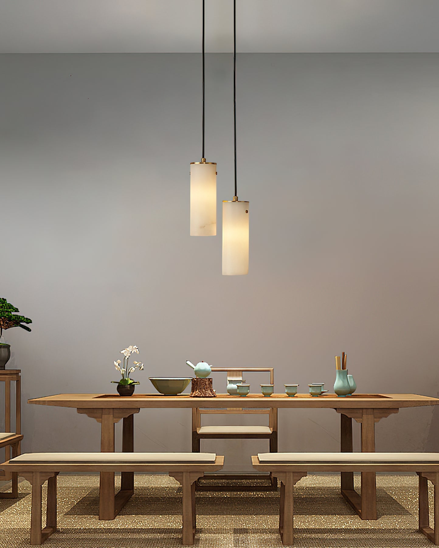 Nula Vertical Alabaster Pendant Light