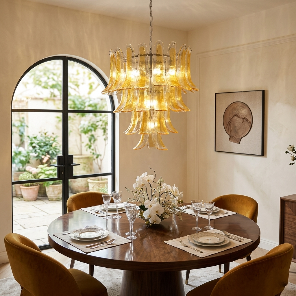 Tiered Petal Glass Chandelier