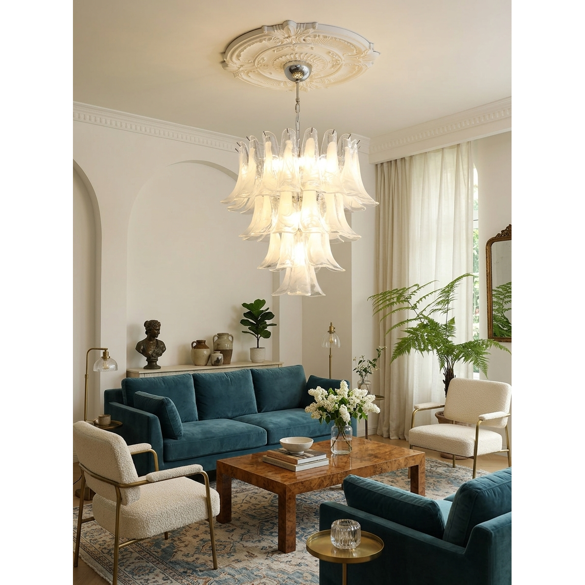 Tiered Petal Glass Chandelier
