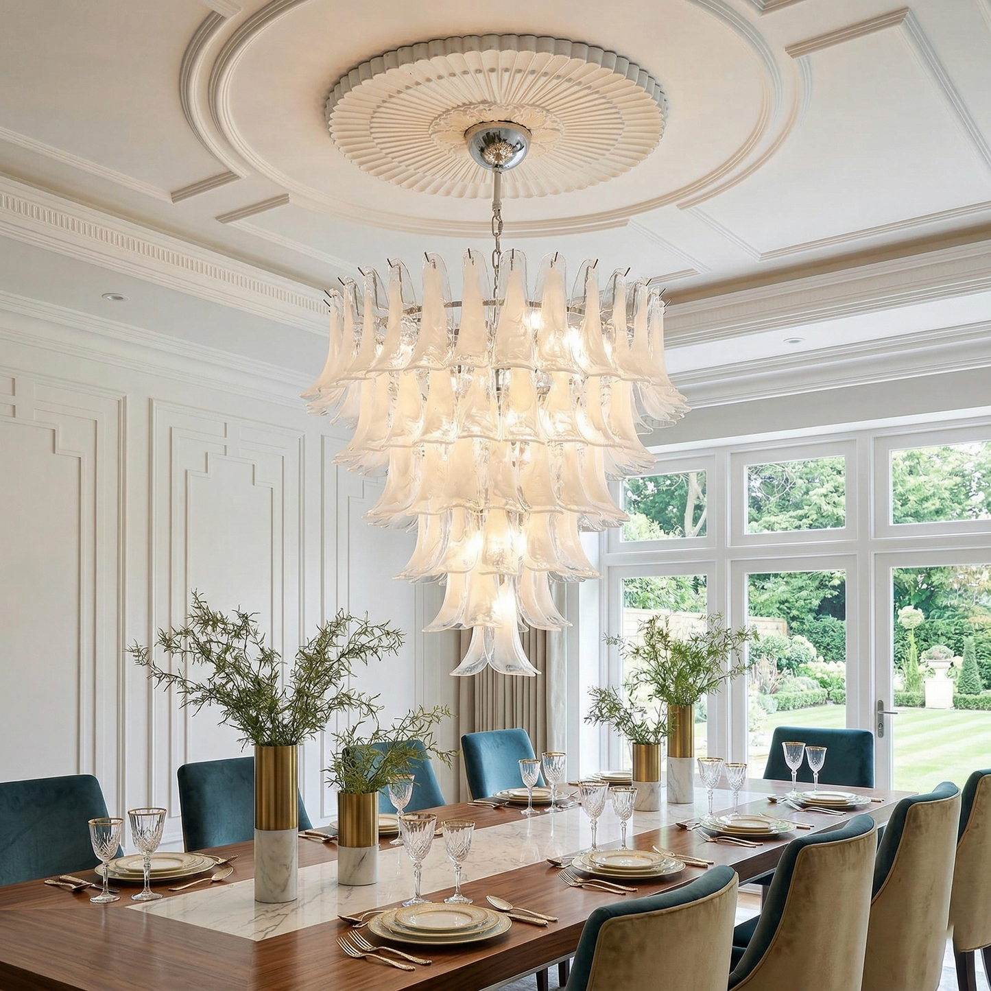 Tiered Petal Glass Chandelier