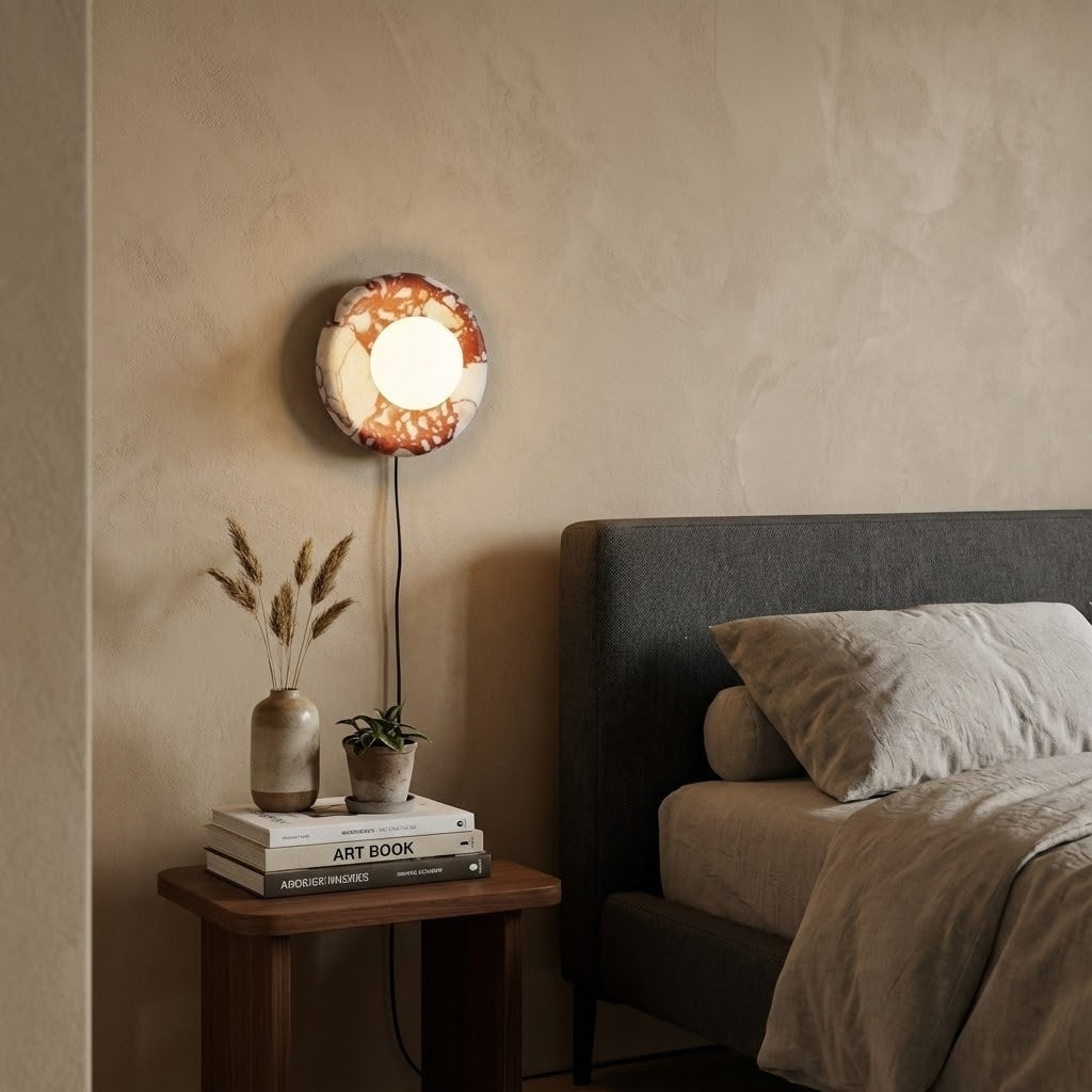 Orli Red Marble Plug-in Sconce