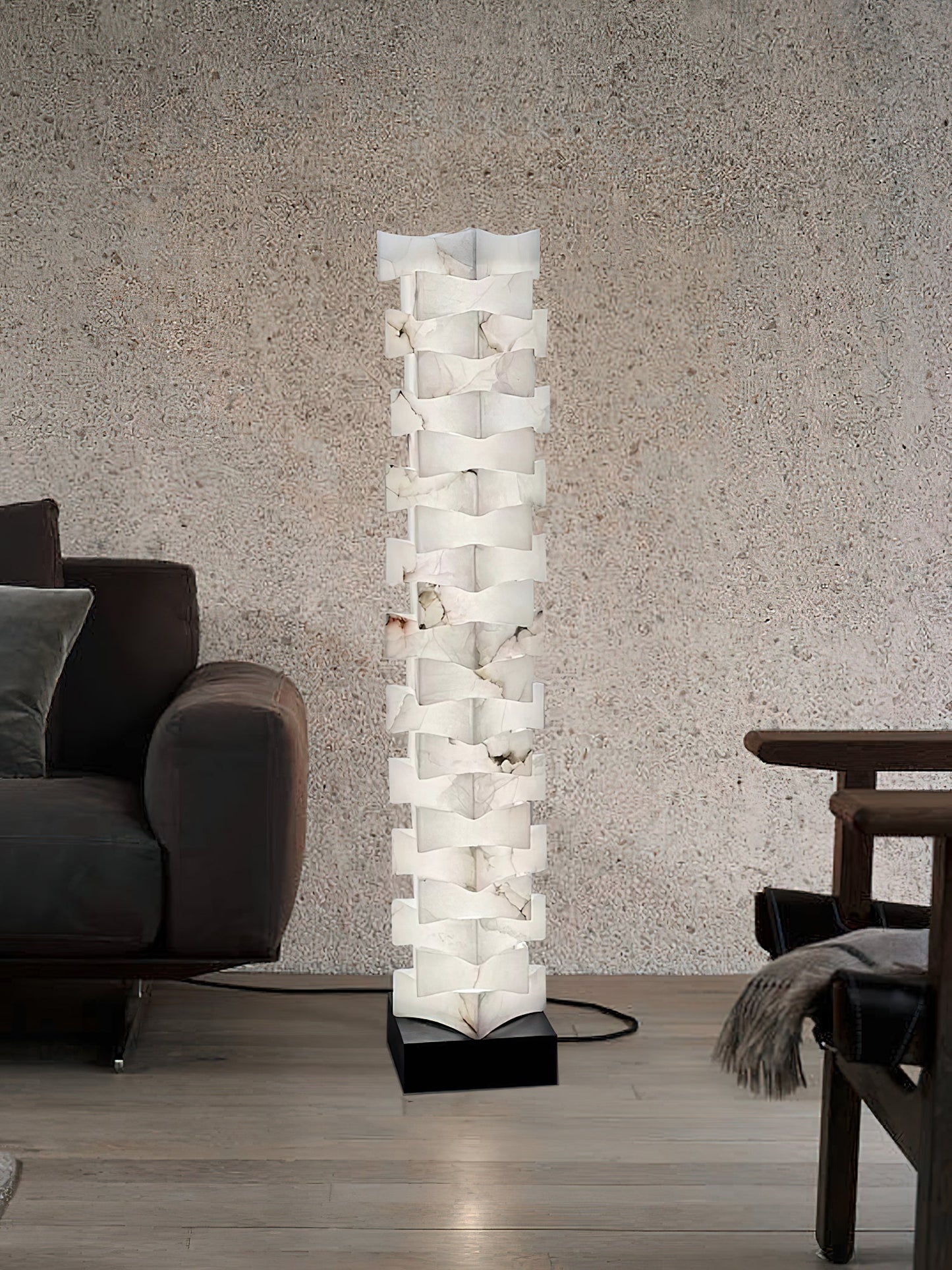 Stacked Alabaster Floor Light