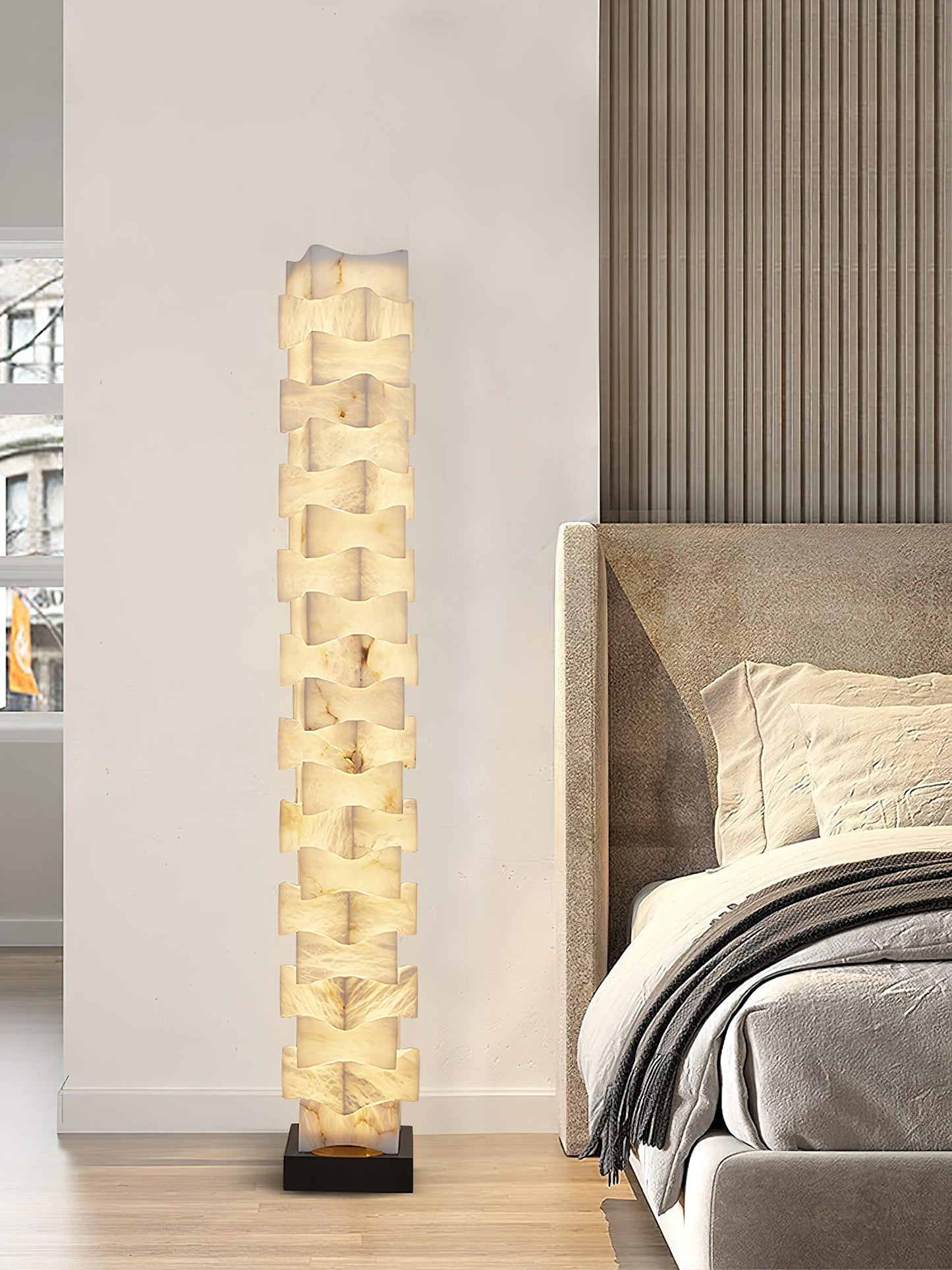Stacked Alabaster Floor Light