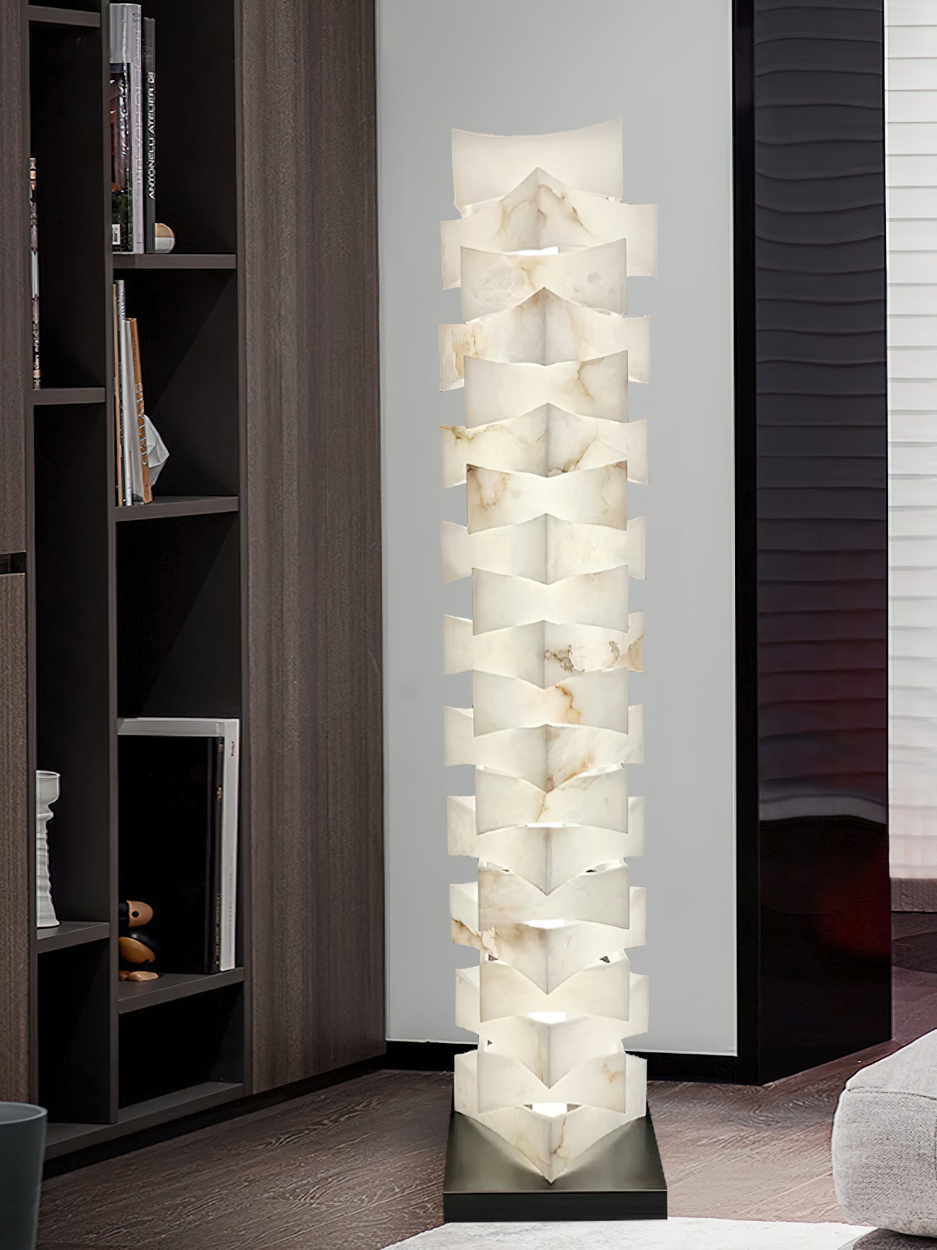 Stacked Alabaster Floor Light