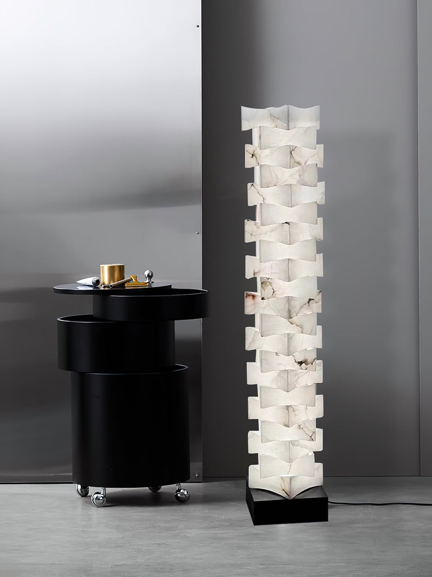 Stacked Alabaster Floor Light
