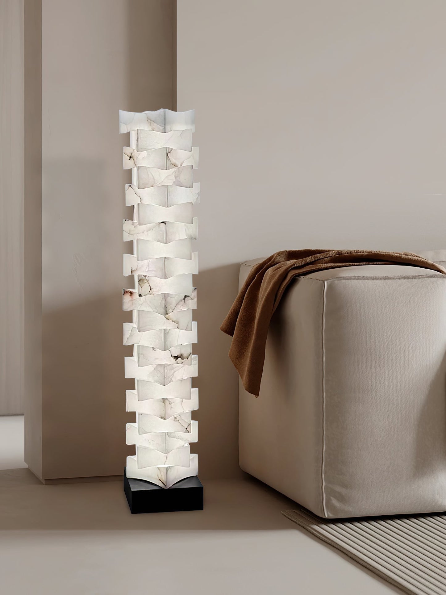 Stacked Alabaster Floor Light