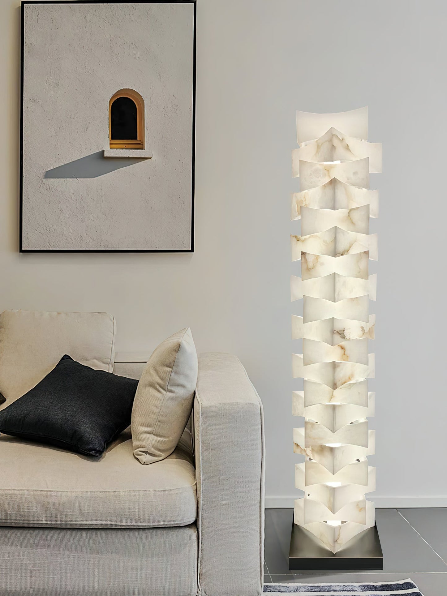 Stacked Alabaster Floor Light