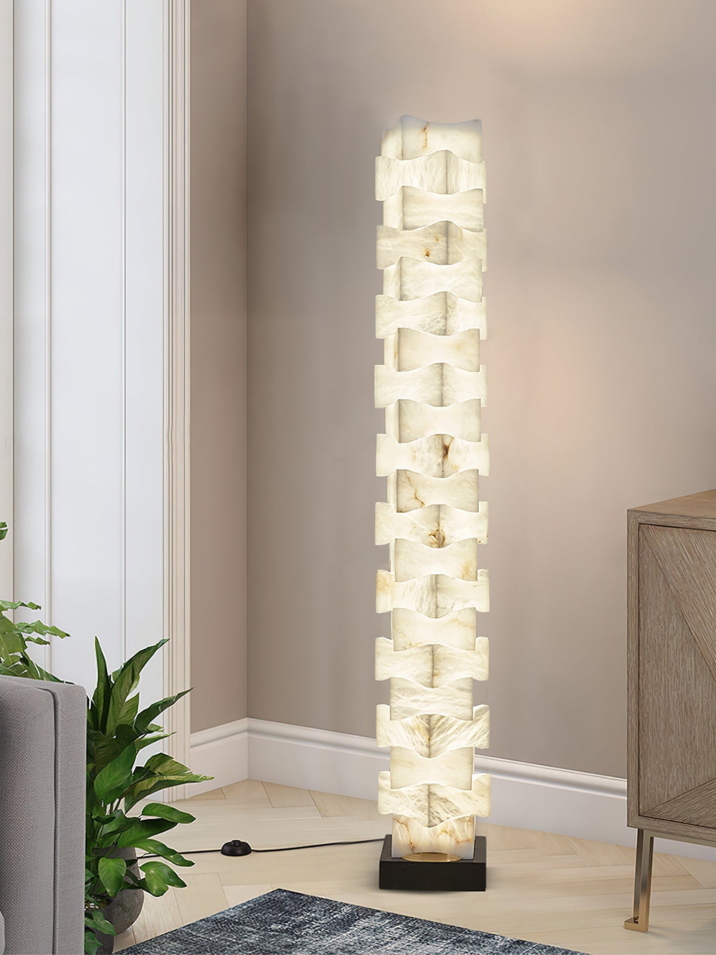 Stacked Alabaster Floor Light