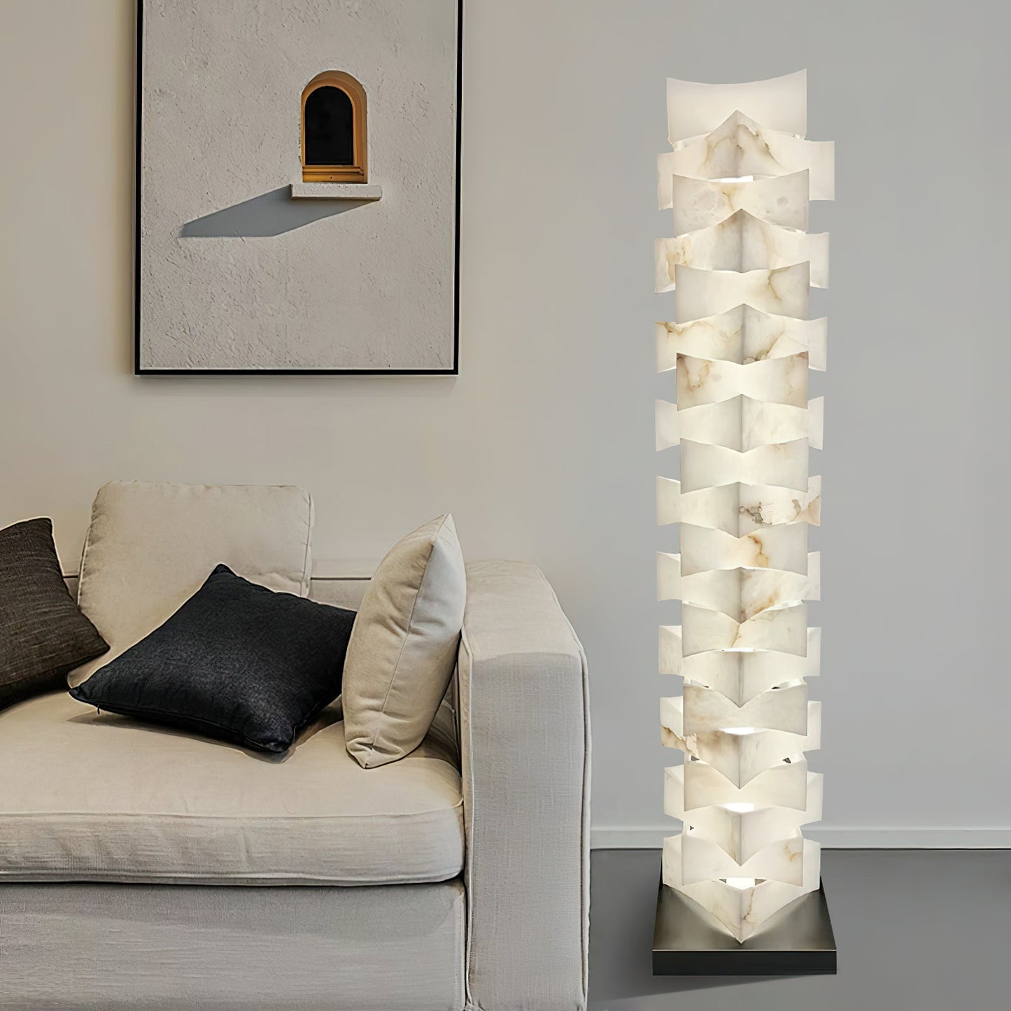 Stacked Alabaster Floor Light