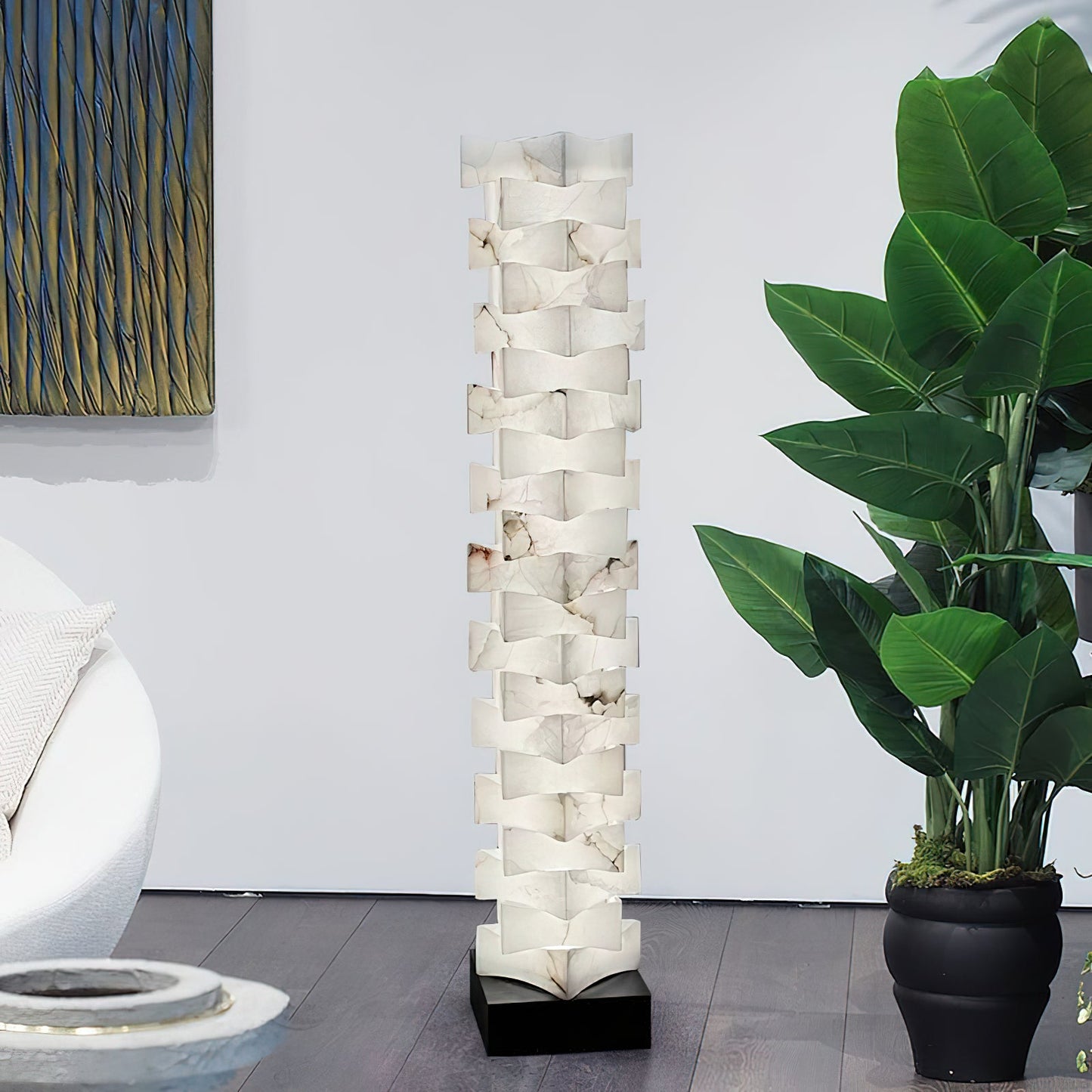 Stacked Alabaster Floor Light