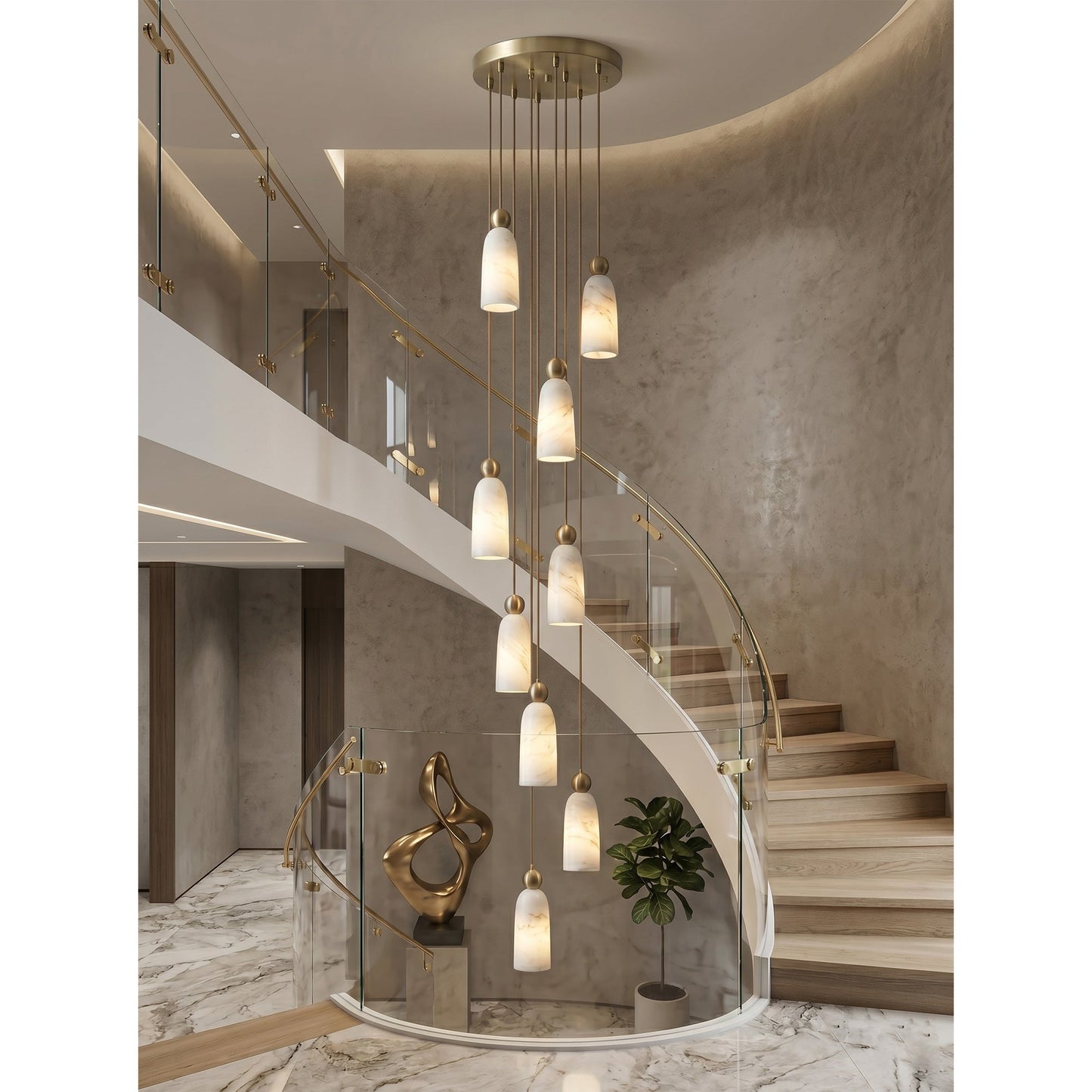 Figure Spanish Alabaster Pendant Light