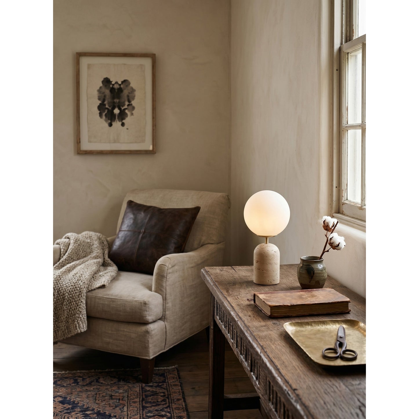 Aseneth Travertine Table Lamp