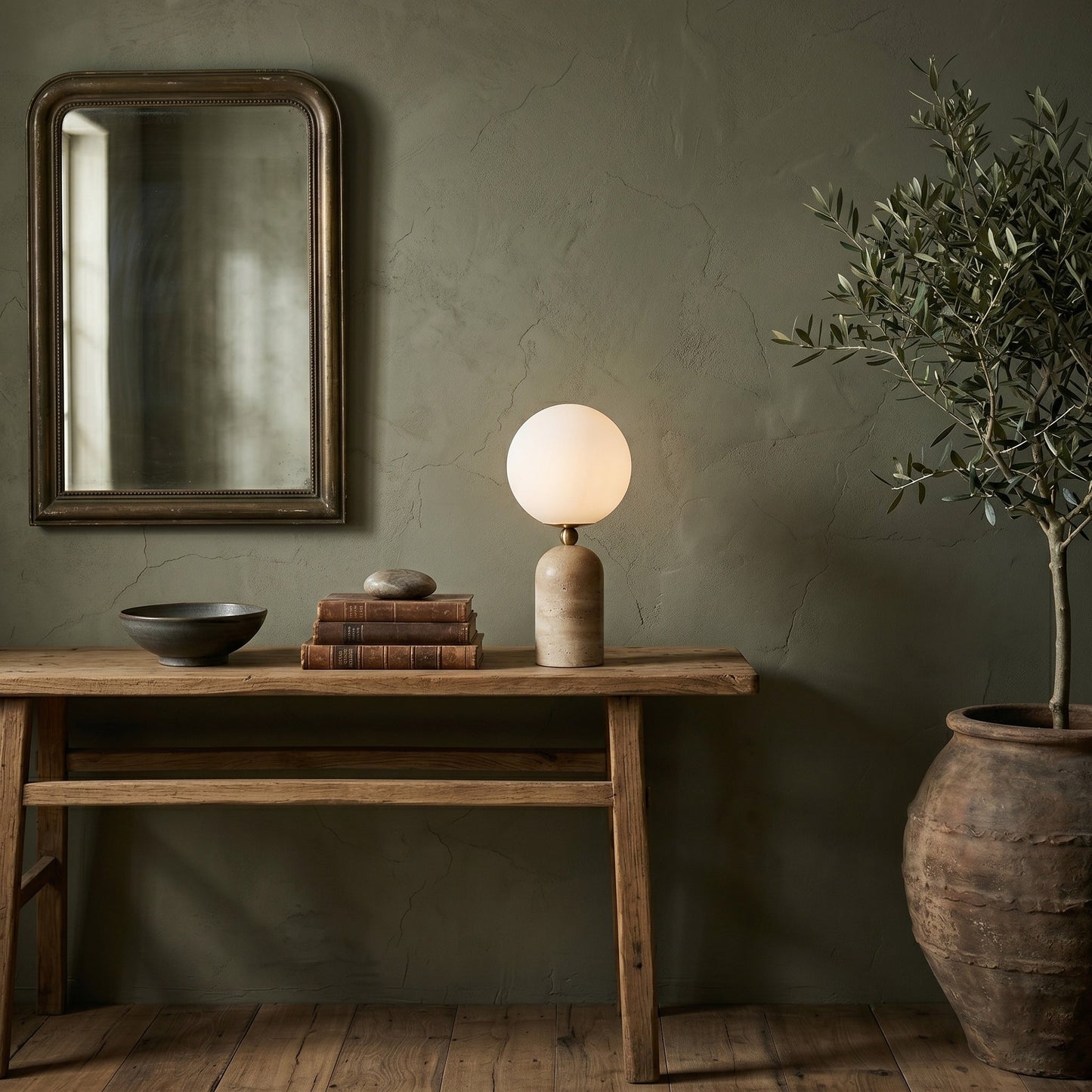 Aseneth Travertine Table Lamp
