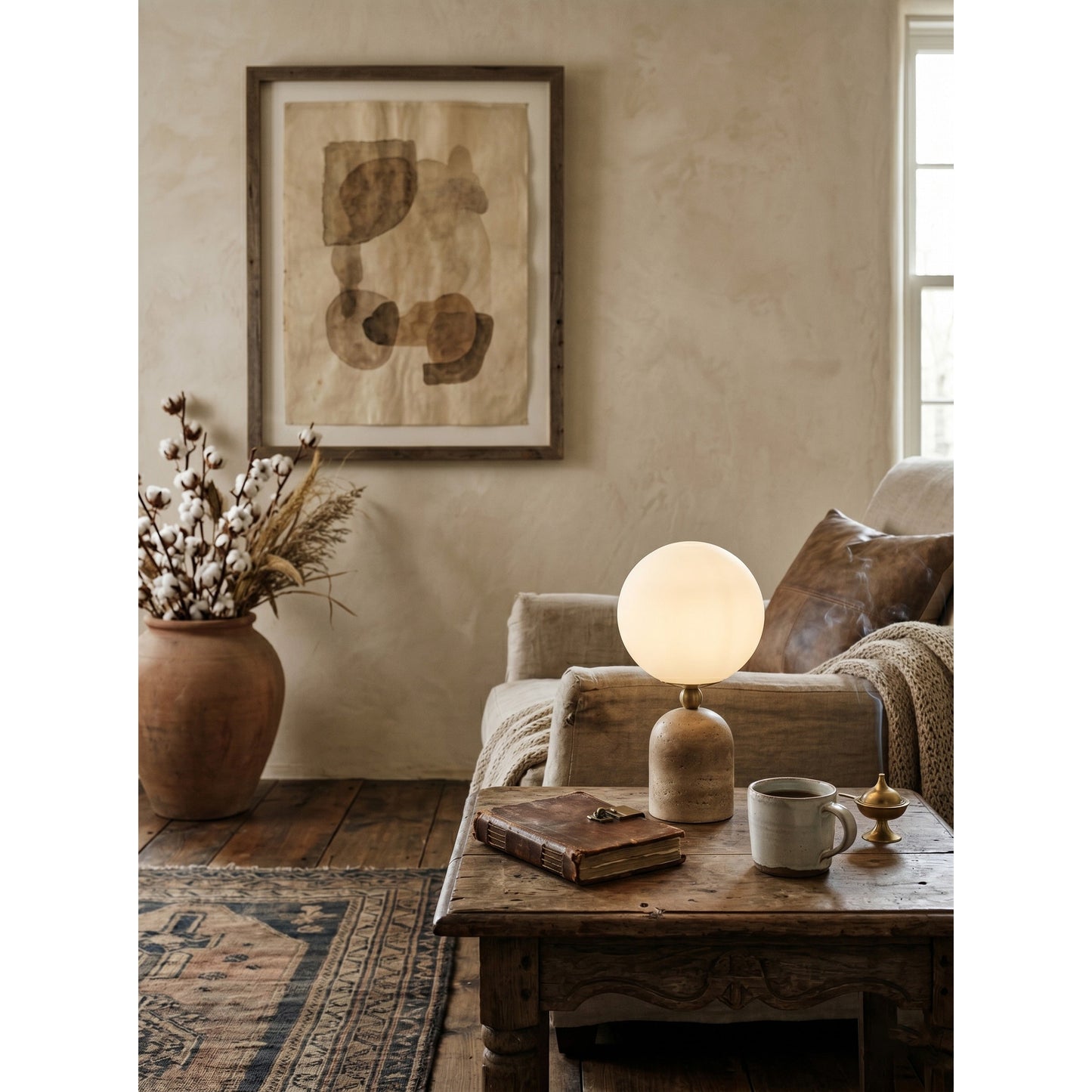 Aseneth Travertine Table Lamp