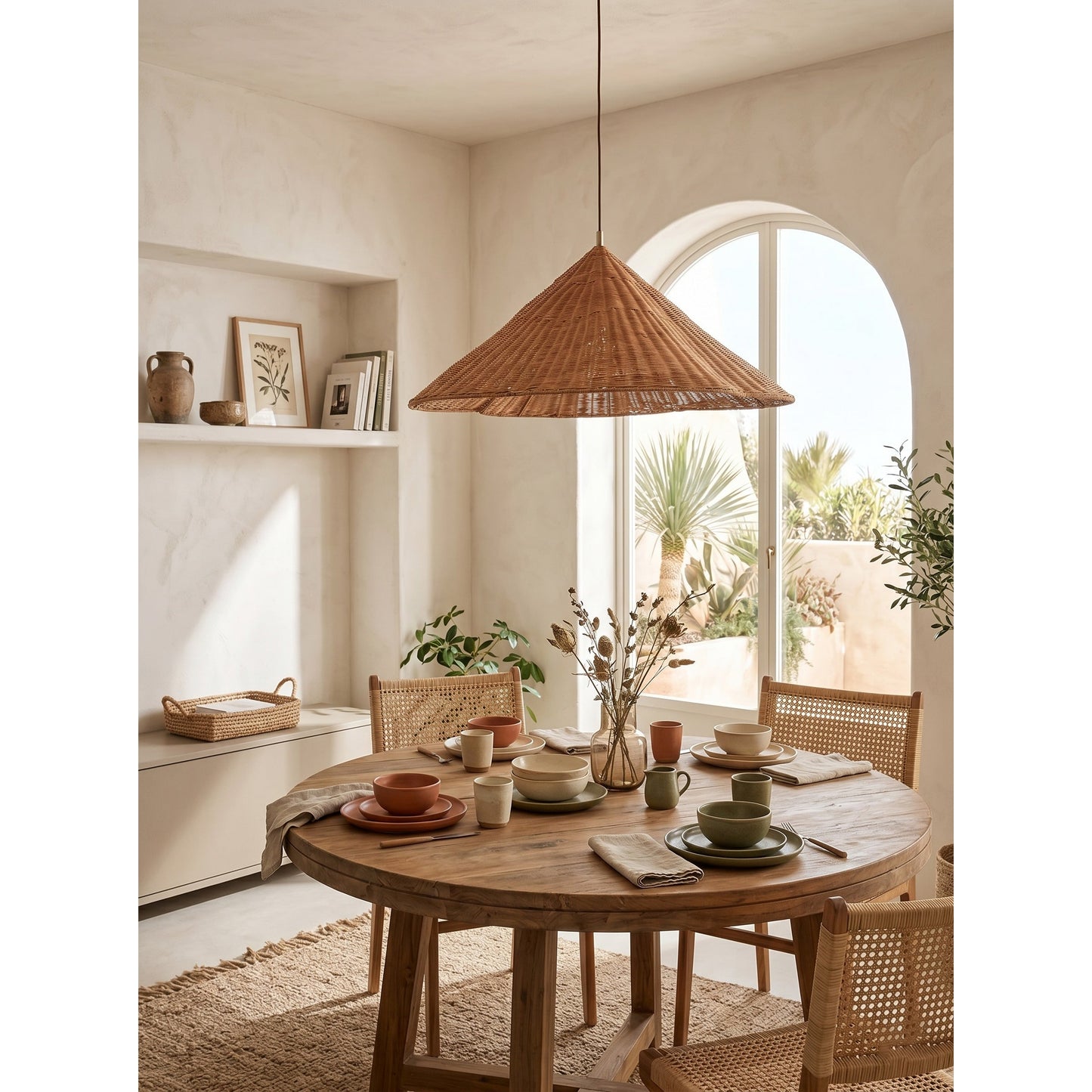 Bardi Scalloped Rattan Pendant Lamp