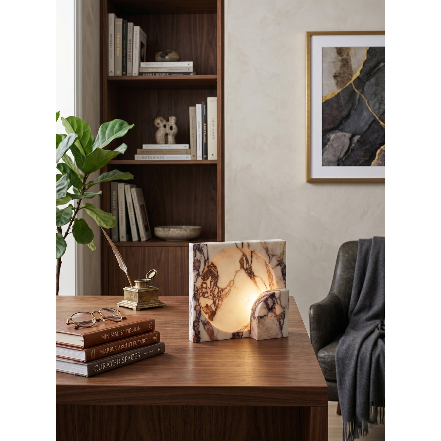 Block Piece Marble Table Lamp