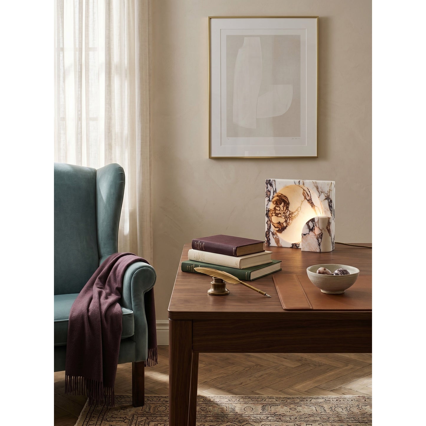 Block Piece Marble Table Lamp