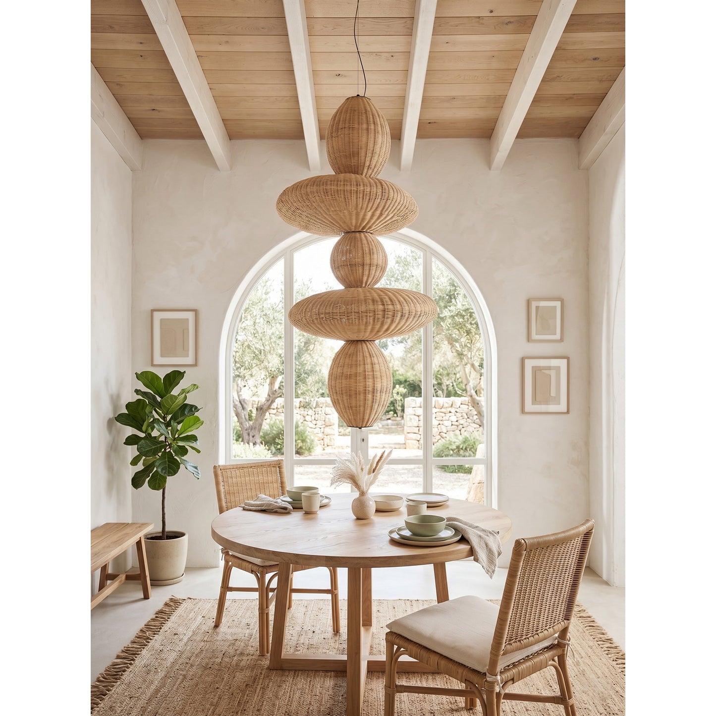 Bubbles Rattan Chandelier
