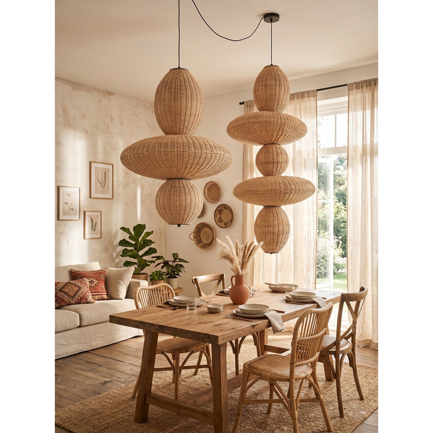 Bubbles Rattan Chandelier