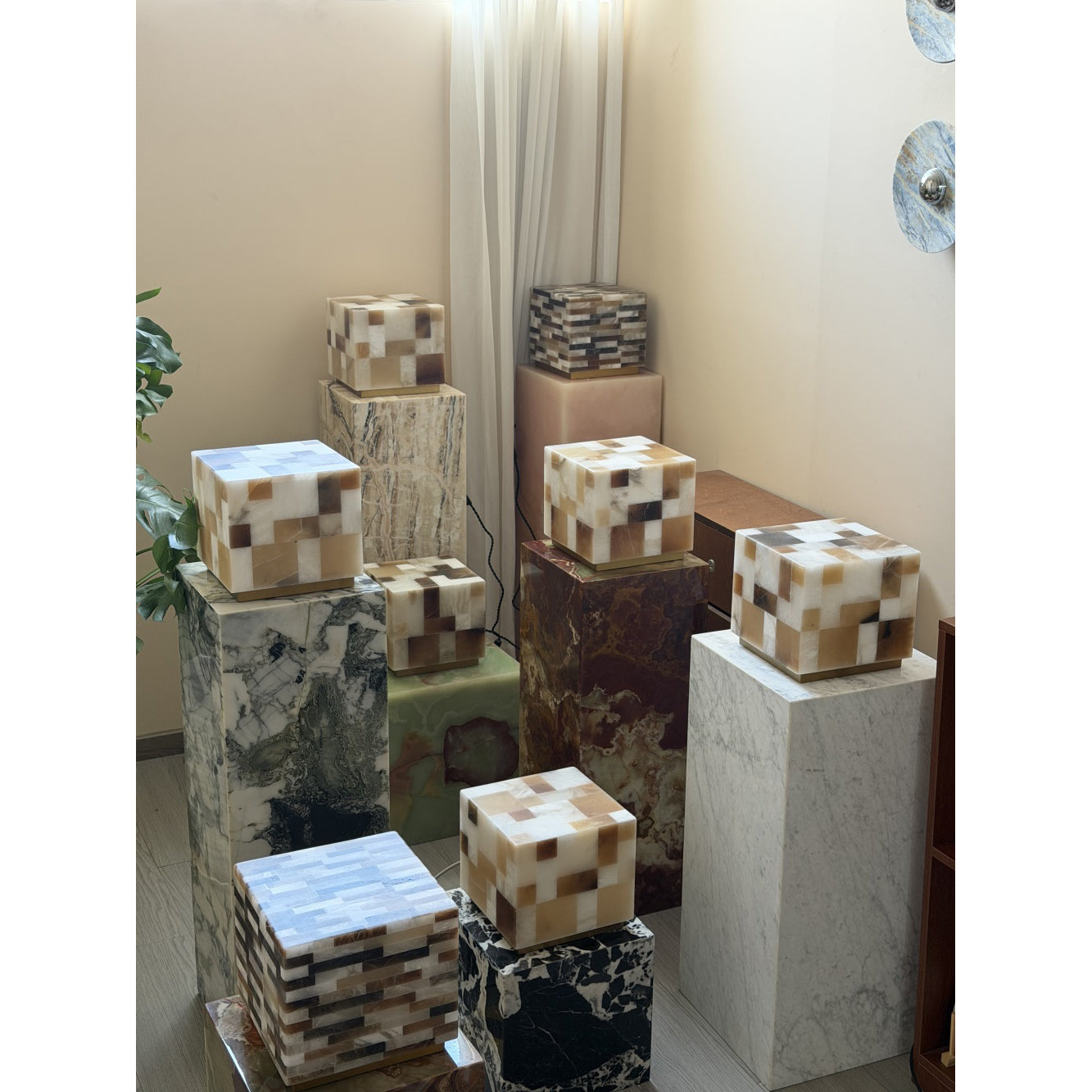 Checkerboard Alabaster Table Lamp