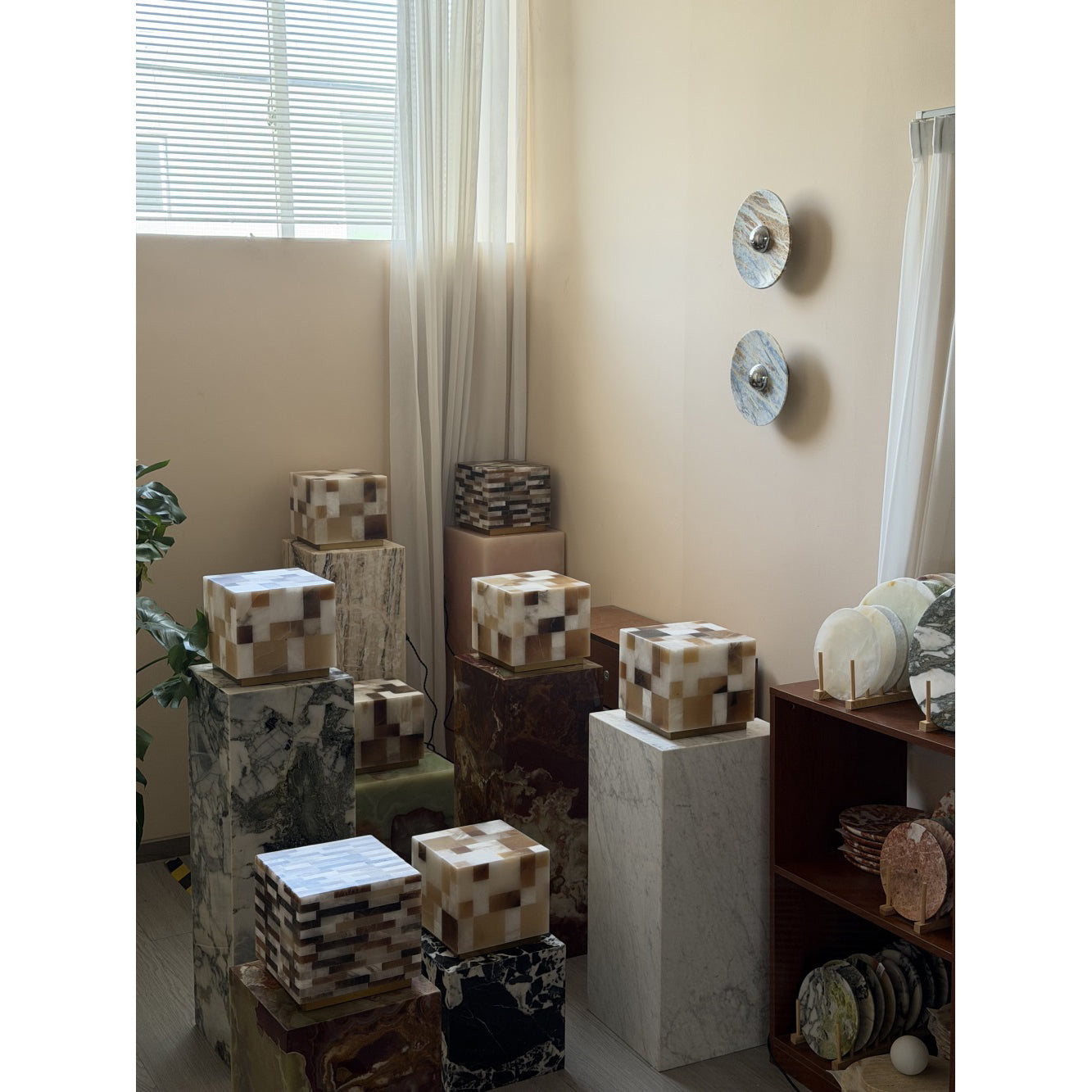 Checkerboard Alabaster Table Lamp