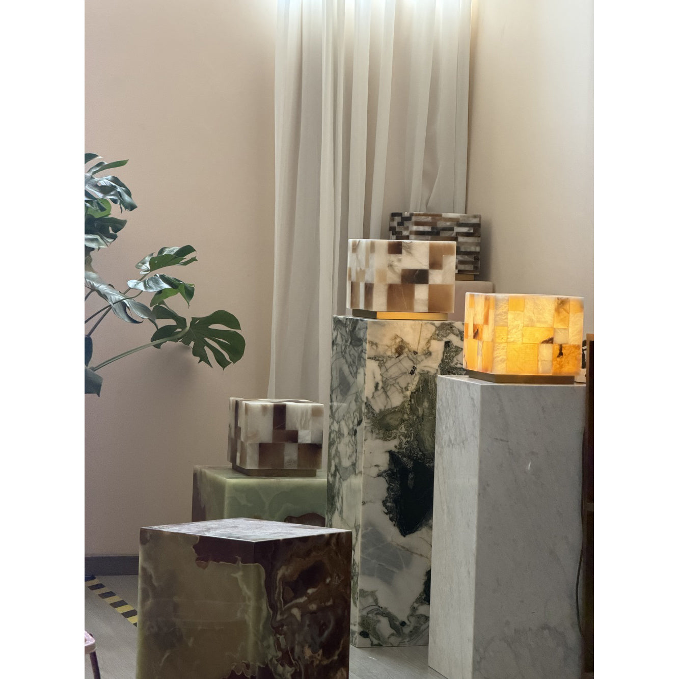 Checkerboard Alabaster Table Lamp