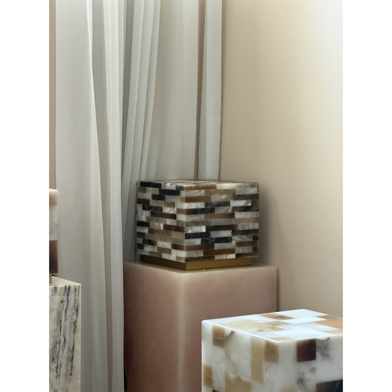Checkerboard Alabaster Table Lamp