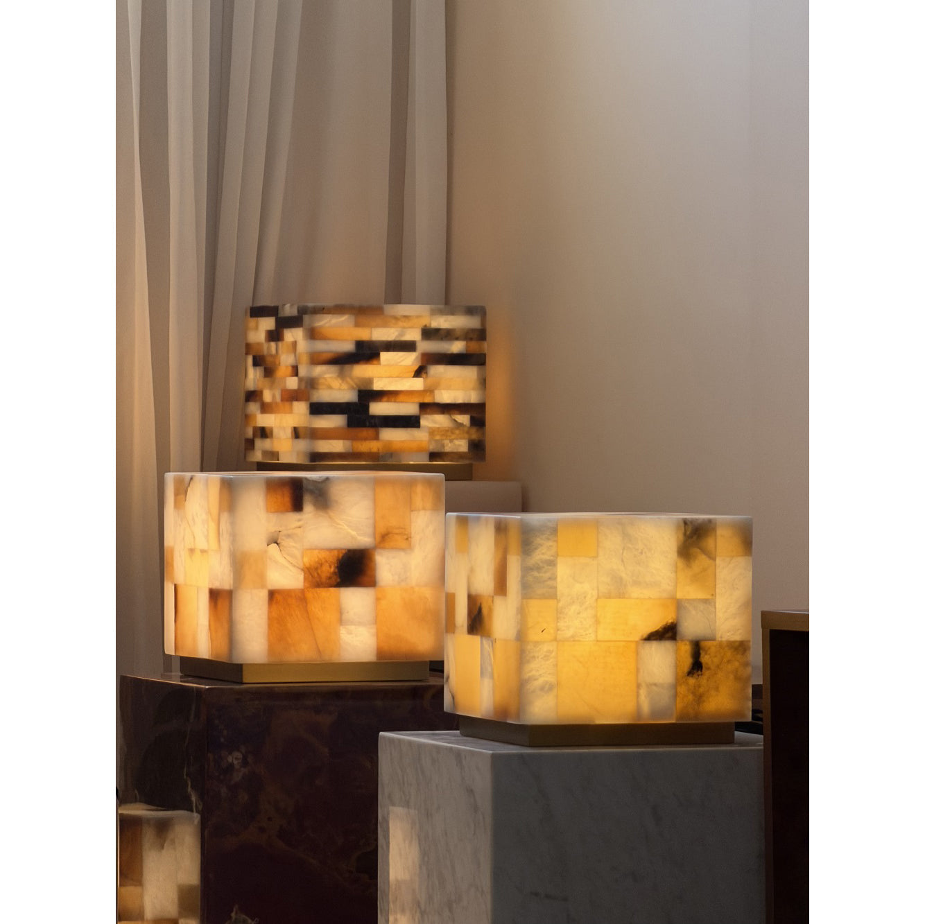 Checkerboard Alabaster Table Lamp