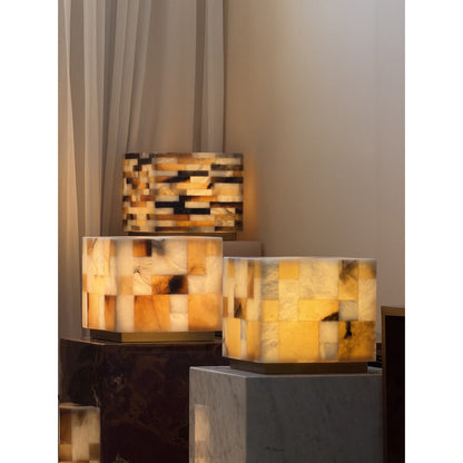 Checkerboard Alabaster Table Lamp