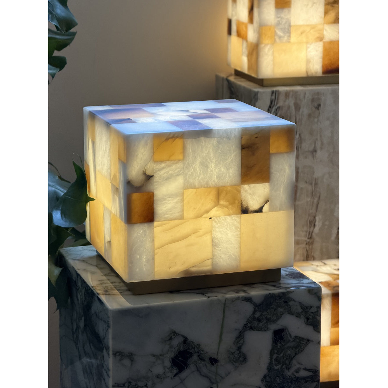 Checkerboard Alabaster Table Lamp