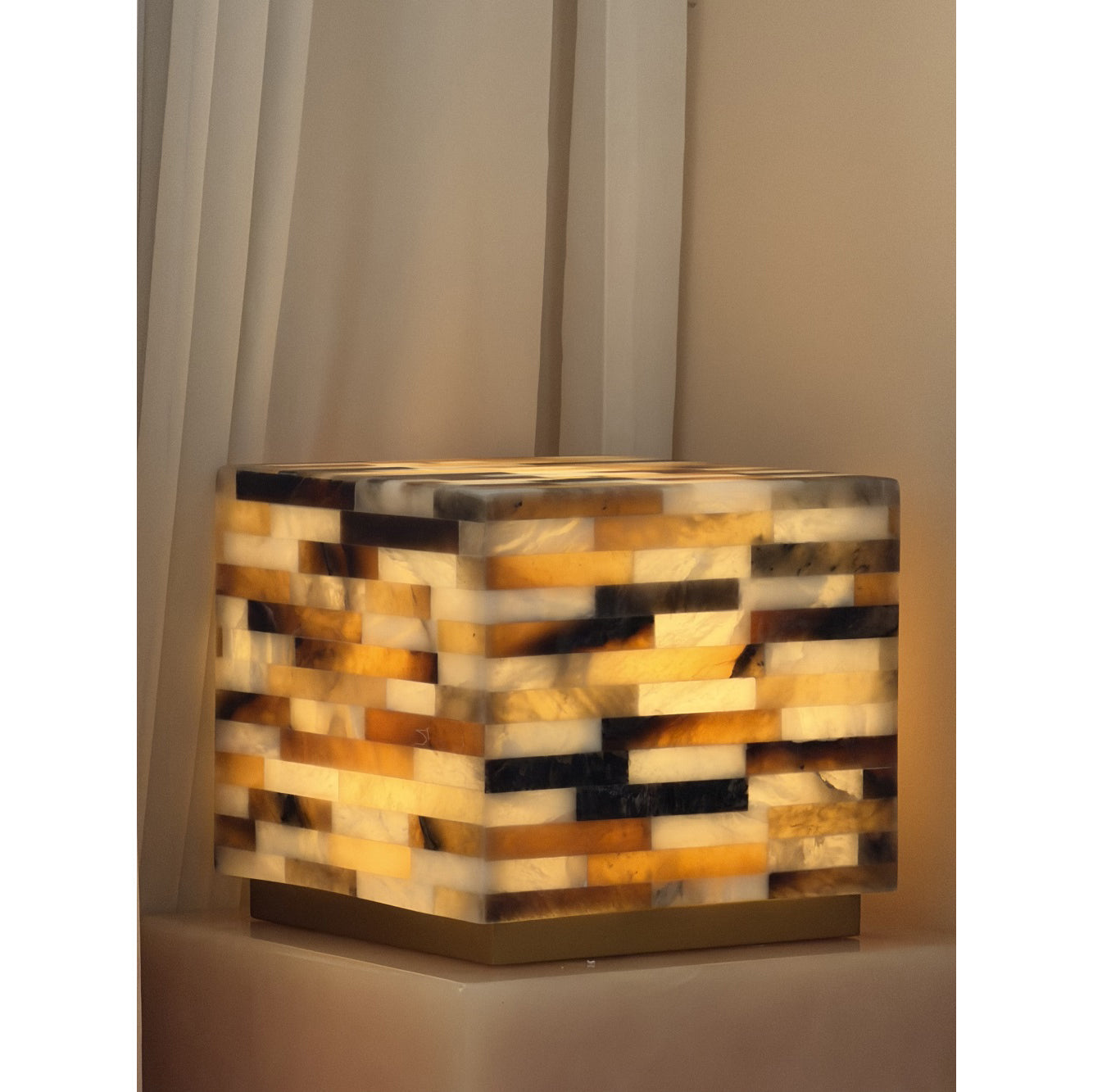 Checkerboard Alabaster Table Lamp