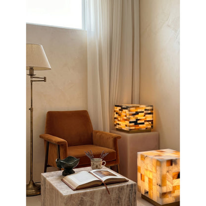 Checkerboard Alabaster Table Lamp