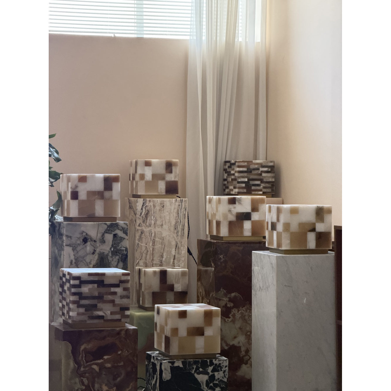 Checkerboard Alabaster Table Lamp