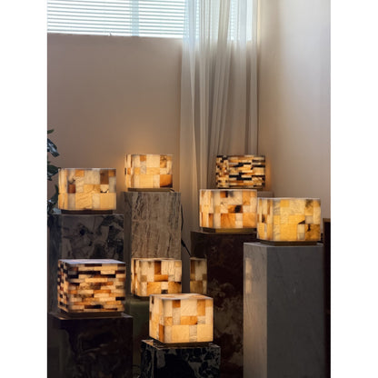 Checkerboard Alabaster Table Lamp