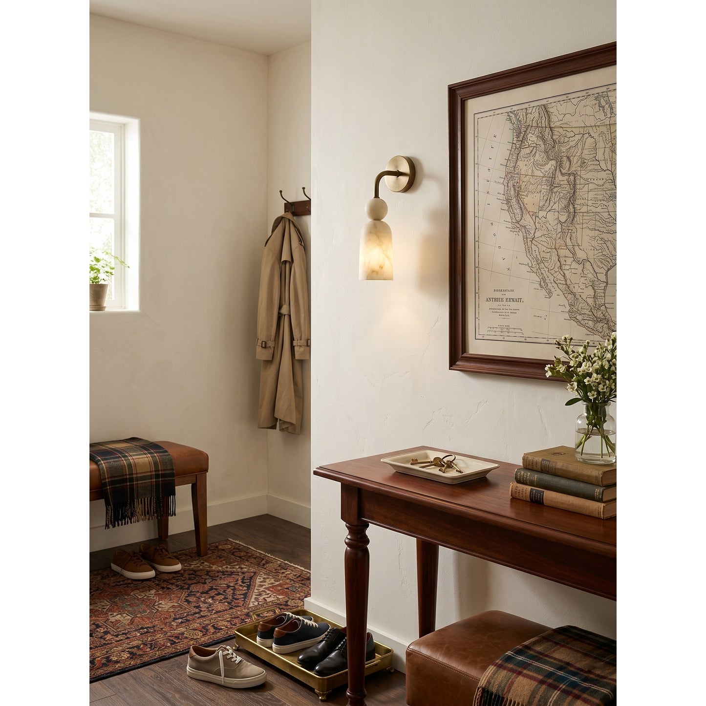 Flume Alabaster Arc Wall Sconce