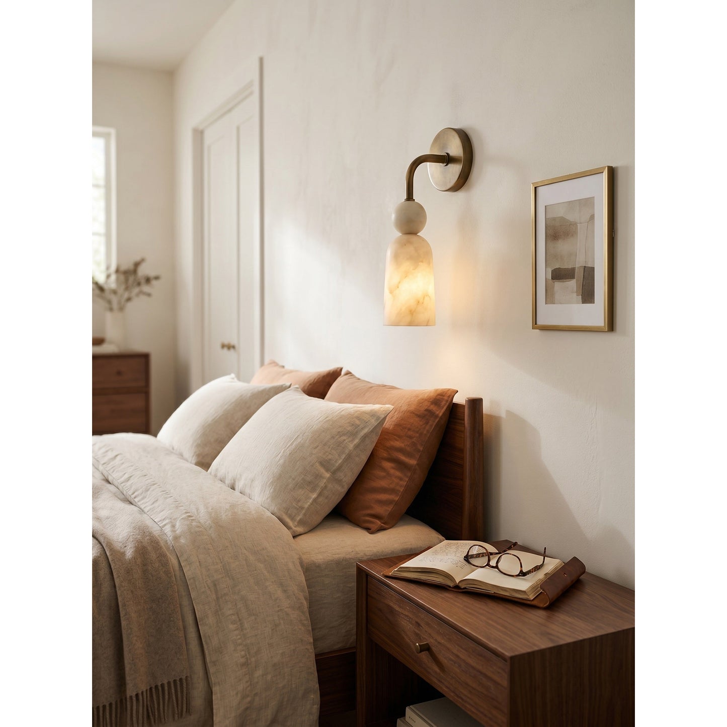 Flume Alabaster Arc Wall Sconce