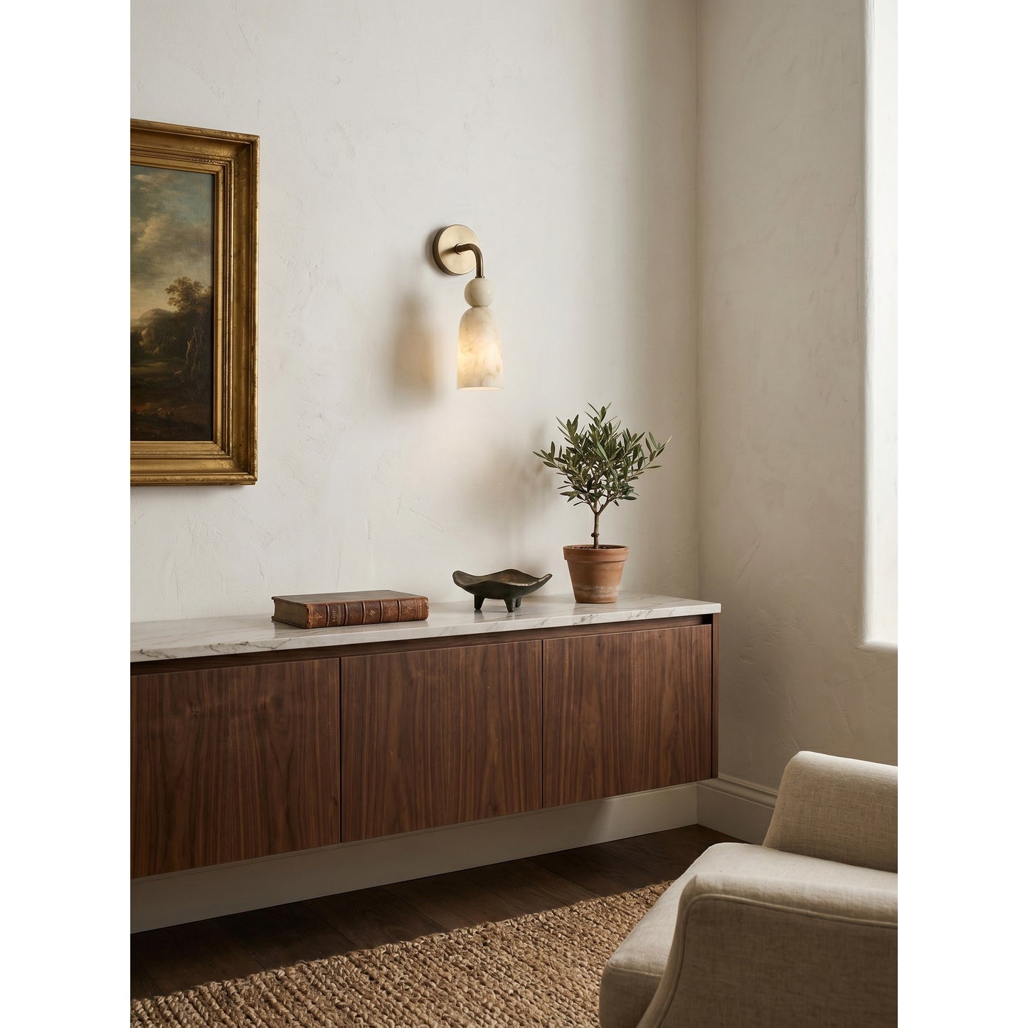 Flume Alabaster Arc Wall Sconce