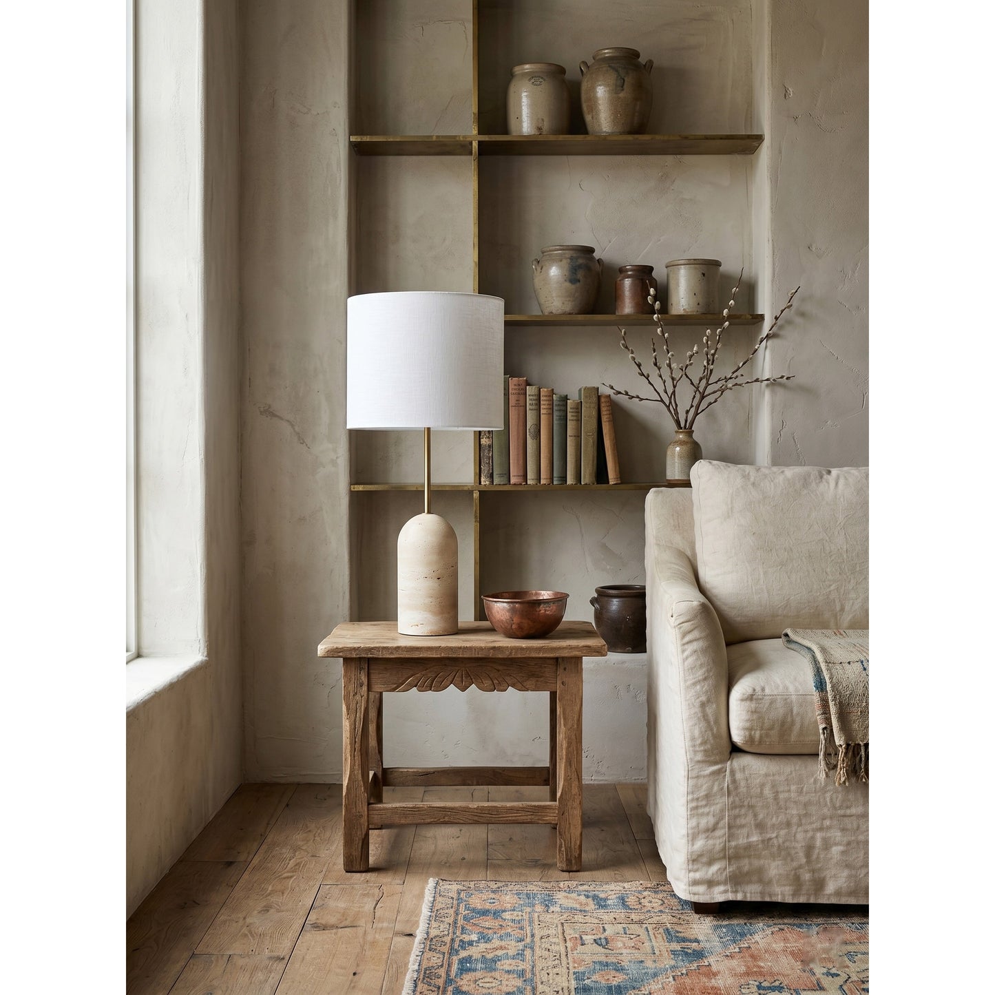 Holt Travertine Table Lamp