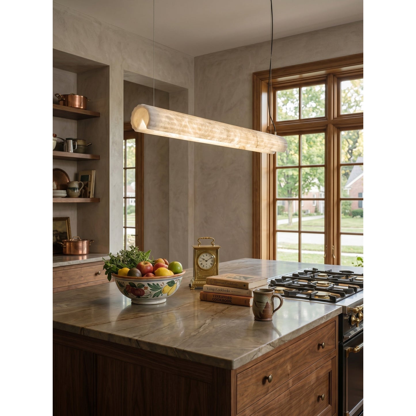 Horizontal Alabaster Roller Pendant Lamp