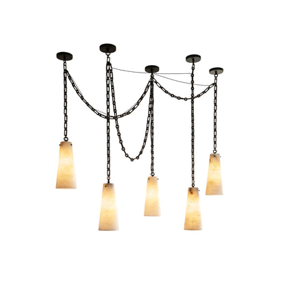Industrial Cascade Chain Alabaster Chandelier