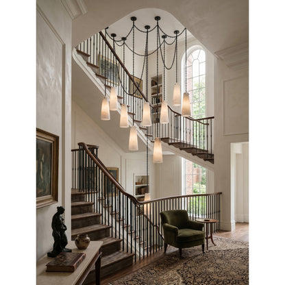 Industrial Cascade Chain Alabaster Chandelier