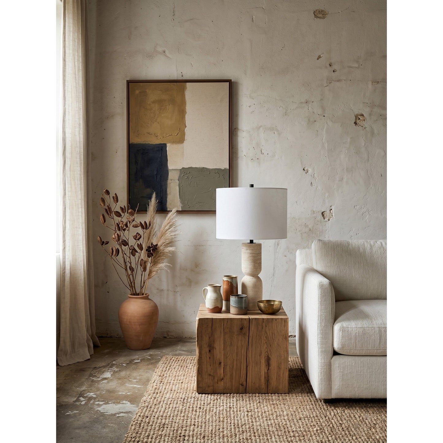 Jamia Travertine Table Lamp