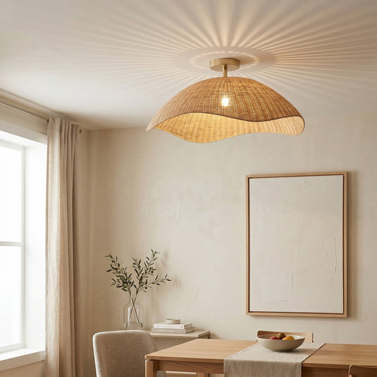Nana Vermiculate Rattan Flush Mount
